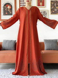 Elegant Women's Party Dress Chiffon Loose Open Zipper Abaya Muslim Islamic Clothing Cardigan Style for Special Occasions