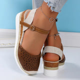 Women Closed Toe Wedge Sandals Summer Buckle Strap Gladiator Shoes Woman Fashion Espadrilles Platform Sandals Sandalias De Mujer