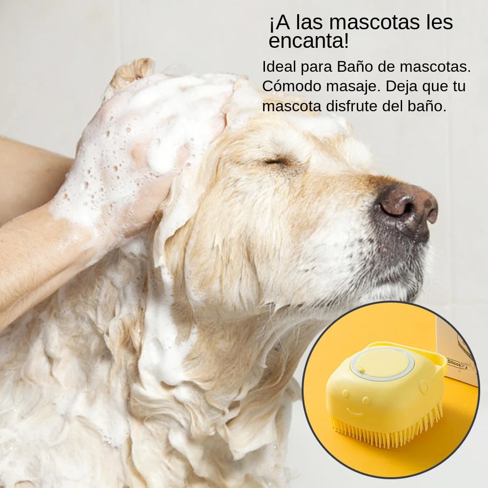 Bathroom Puppycat Washing Massage Dispenser Grooming Shower Brush Soft Silicone Dog Brush Pet Shampoo Massager Bath Brush