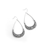 Silver-Plated Carved Flower Drop-Shaped Large Earrings Hypoallergenic Earrings for Women Retro Fashion Casual Party Jewelry