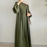 2 Piece Abaya Set Kimono with Inner Dress Muslim Abayas for Women Dubai Luxury Turkey Ramadan Islam Matching Hijab Outfit Kaftan