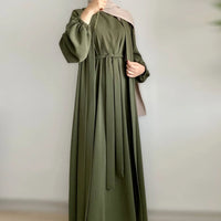 2 Piece Abaya Set Kimono with Inner Dress Muslim Abayas for Women Dubai Luxury Turkey Ramadan Islam Matching Hijab Outfit Kaftan