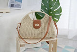 2024 Summer New Artistic Vintage Woven Handbag Single Shoulder Crossbody Bag Beach Vacation Fiberglass Strap Polyester Lining