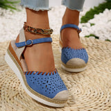 Women Closed Toe Wedge Sandals Summer Buckle Strap Gladiator Shoes Woman Fashion Espadrilles Platform Sandals Sandalias De Mujer