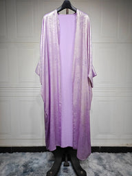 Shiny Party Abaya Ramadan Eid Batwing Satin Open Kimono Dubai Luxury Muslim Damen Abayas For Women Kaftan Dress Islamic Clothing