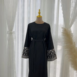 2024 New Embroidery Sleeve Dubai Abaya Middle East Türkiye Elegant Dress Party Gown Eid Ramadan Islam Women Muslim Clothing