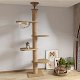 Cat Tree Floor To Ceiling Cat Tower with With Scratching Post Hammock Floor to Ceiling Pet Tree House Pet Furniture Climbing Toy