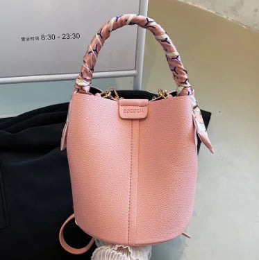 Summer fashion handbag solid color 2025 new style French small fresh shoulder crossbody bag trendy bucket bag