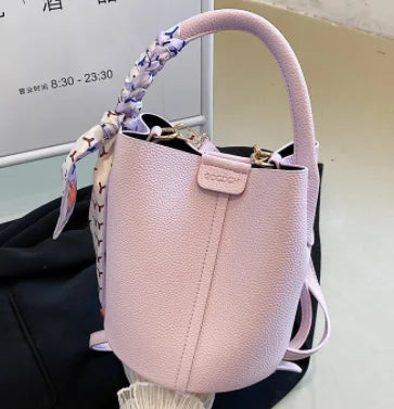 Summer fashion handbag solid color 2025 new style French small fresh shoulder crossbody bag trendy bucket bag