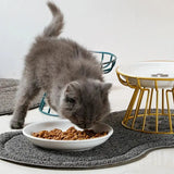 1Set Pet Ceramic Bowl Iron Rack Cat