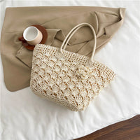 Summer Large Capacity Hand Knitting Straw Bag with Inner Pocket Casual Crochet Beach Handbag Travel Vacation Shopping Tote 2025