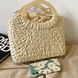 Straw Woven Basket Handbag