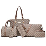 2022 Women Handbag Leather Shoulder Bags Fashion Totes Female Purse Six-Piece Set Designer Brand Large Capacity Casual