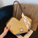 Ladies Beach Bag Vintage Handmade Woven Shoulder Handbag Large Capacity Rattan Bags Summer Vacation Casual Handbags Bolso Mujer