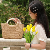 Straw Woven Basket Handbag