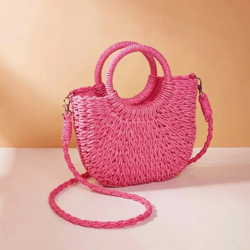 Straw Rattan Beach Handbag