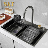Stainless Steel water fall  kitchen sink Modern Design Handmade Sink with Cup Washer for Bar Cafe Kitchen Island