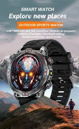 1 ATM Waterproof Smart Sport Watch Men With 450MAh Battery Health Monitoring Bluetooth Call Outdoor Compass Military Smart Watch