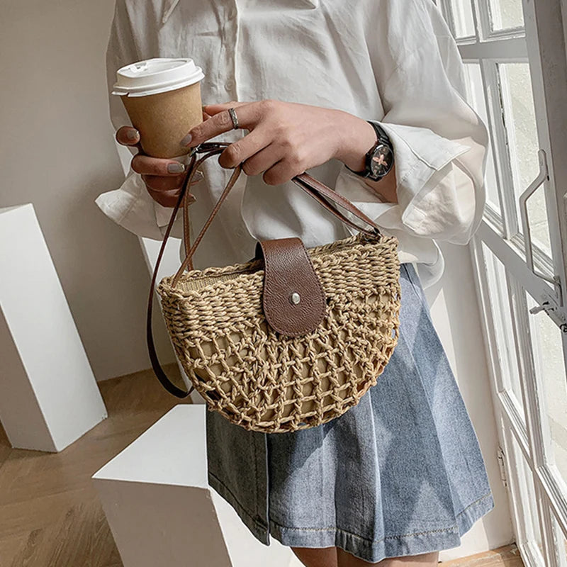 Summer Straw Bag - Fashion Semicircle