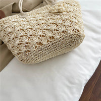 Summer Large Capacity Hand Knitting Straw Bag with Inner Pocket Casual Crochet Beach Handbag Travel Vacation Shopping Tote 2025