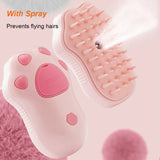 Cat Steam Brush Dog Massage Comb with Electric Water Spray Soft Silicone Pet Grooming Brush for Removing Tangled and Loose Hair