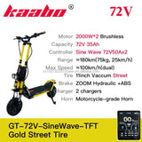 Electric Scooter Gold Color Sine Wave Display 72V 35Ah 2000Wx2 Skateboard Powerful Adult Foldable