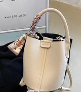 Summer fashion handbag solid color 2025 new style French small fresh shoulder crossbody bag trendy bucket bag