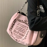 Vintage Letter Y2k Handbag Women Gothic Large Capacity Casual Crossbody Bag Purse Female Harajuku Aesthetic The Tote Bag