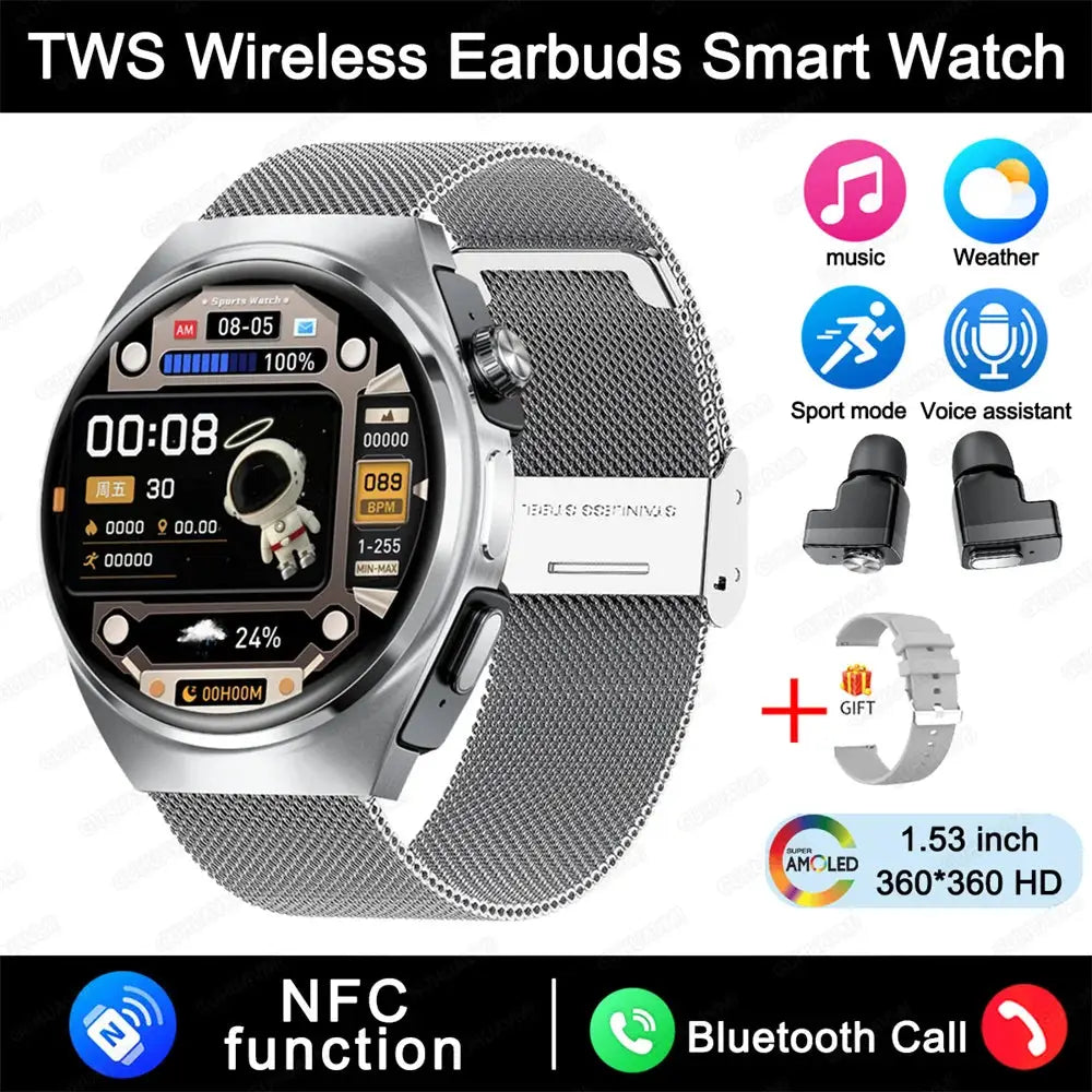 For Xiaomi New 2 in 1 Smart Watch With Earbuds Smartwatch TWS Bluetooth Earphone Heart Rate Blood Pressure Monitor Sports Watch