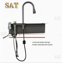 Stainless Steel water fall  kitchen sink Modern Design Handmade Sink with Cup Washer for Bar Cafe Kitchen Island