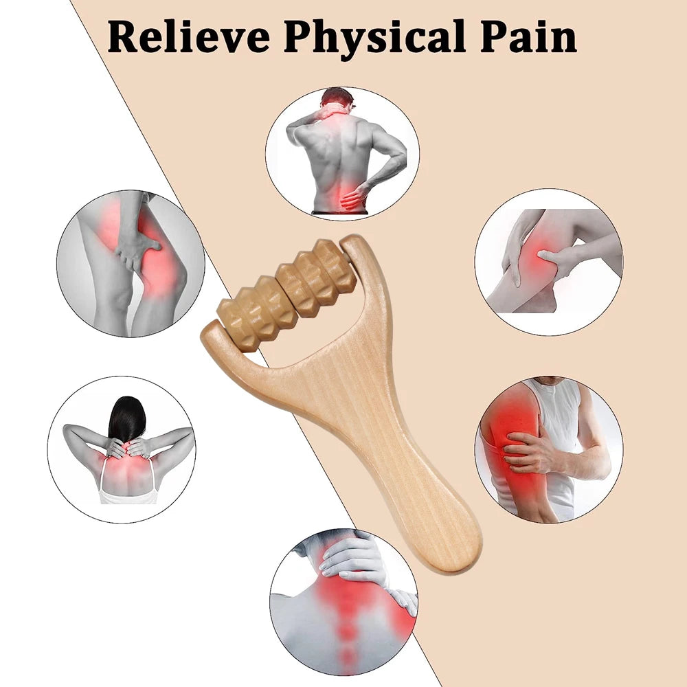 1Pcs Wooden Massage Rollers Neck Roller Massager Wooden Trigger Point Roller Massager Muscle Roller for Back face Waist Leg Arm