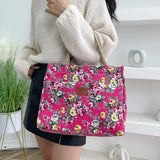 Fashion Floral Print Tote Bag, Portable Canvas Lunch Bag, Women's Casual Handbag & Bento Mommy Bag For Picnic Travel