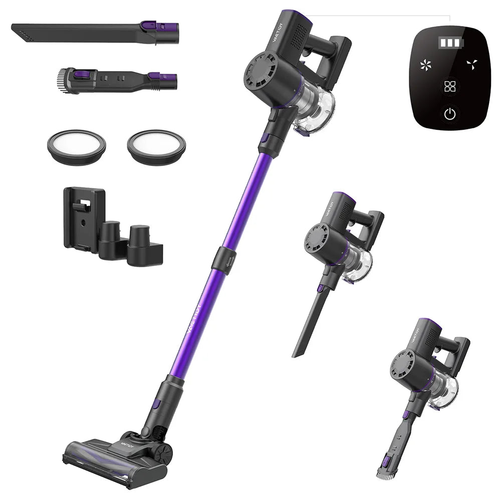 Vactidy V8 Pro Cordless Vacuum Cleaner 25kPa Powerful Suction Cyclonic Filtration System LED Display 180 ° Rotary Brush Head