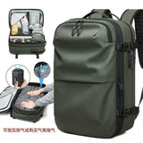 60L Airback Vacuum Compression Backpack with Wheels Expandable Men Waterproof Carry On Travel Backpacks 17 inch Laptop Backpack