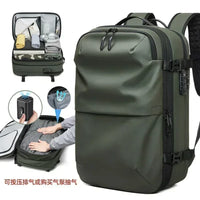 60L Airback Vacuum Compression Backpack with Wheels Expandable Men Waterproof Carry On Travel Backpacks 17 inch Laptop Backpack