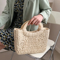 Straw Woven Basket Handbag