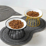 1Set Pet Ceramic Bowl Iron Rack Cat