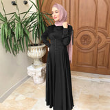 Muslim Abayas For Women Purple Green Kaftan Morocco Dresses Middel East Clothing Long Sleeve Solid Clothing