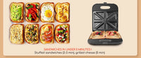 XXL Sandwich Maker for 4 Sandwiches, Non-Stick Coating, Fast Heating, Automatic Temperature Control, Led Indicator, Vertical Storage, Bpa Free, 1400W