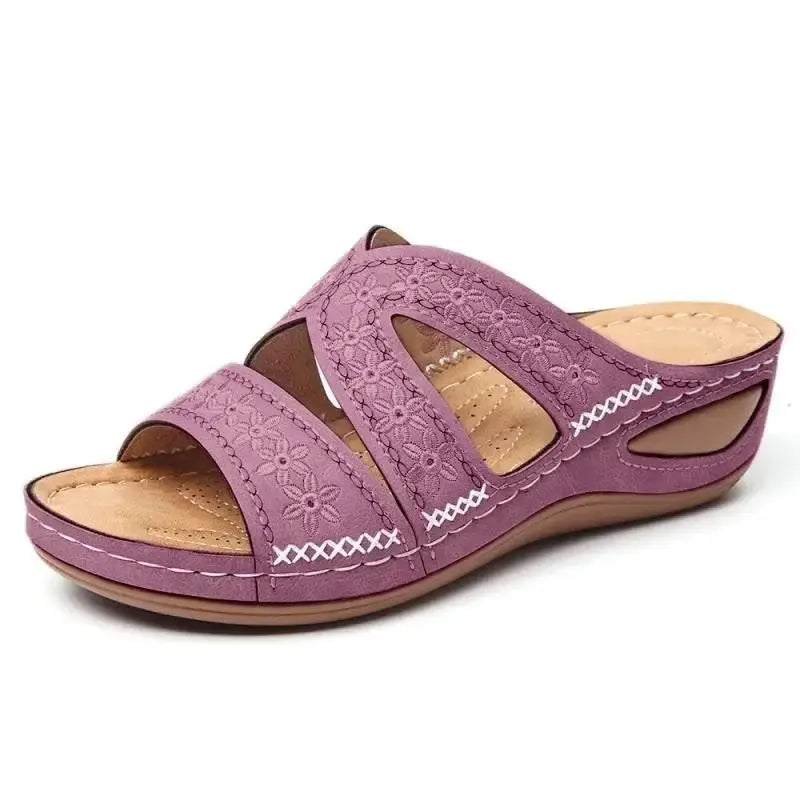 Wedge Ladies Sandals Vintage Slippers for Women Orthopedic Anti-slip Open Toe Sandals Thick Bottom Female Platform Retro Shoes
