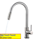 Brushed Nickel Touch on Filter Kitchen Faucet with Pull Down Sprayer Hot Cold Kitchen Sink Mixer Tap Sensor Touch Kitchen Faucet