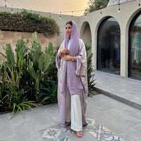 Shiny Party Abaya Ramadan Eid Batwing Satin Open Kimono Dubai Luxury Muslim Damen Abayas For Women Kaftan Dress Islamic Clothing