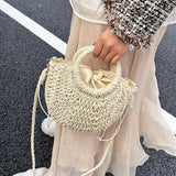 Straw Rattan Beach Handbag