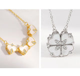 CARLIDANA Luxury Lucky Four Leaf Clover Necklace Love Heart Shell Pendant Choker Necklace for Women Stainless Steel Jewelry Gift