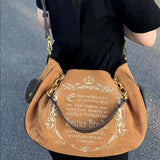 Vintage Letter Y2k Handbag Women Gothic Large Capacity Casual Crossbody Bag Purse Female Harajuku Aesthetic The Tote Bag
