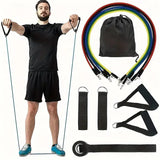 Multifunction Fitness Tension Rope 5-Tube Elastic Yoga Pedal Puller Resistance Band Tension Rope for Stretching Abdomen Training