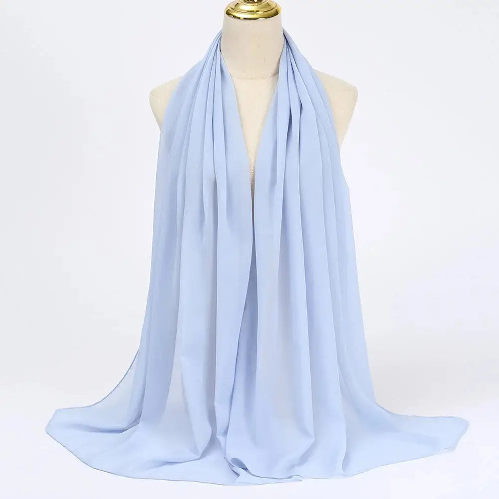 Ramadan Muslim Chiffon Hijabs For Woman Plain Color Headscarf Long Shawl Scarf Women Jersey Hijabs Ladies Islam Voile Hijab
