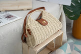 2024 Summer New Artistic Vintage Woven Handbag Single Shoulder Crossbody Bag Beach Vacation Fiberglass Strap Polyester Lining