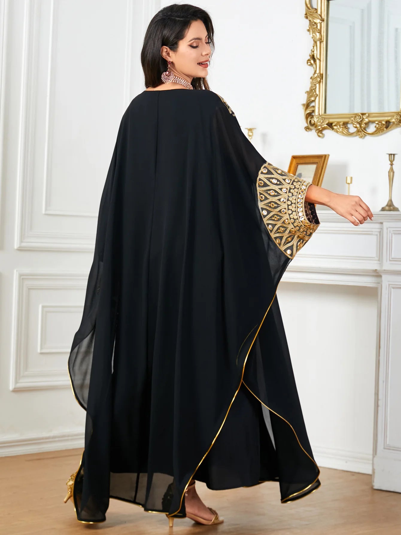 Eid Muslim Vestidos for Women Party Robe Middle East Ramadan Arabian Jalabiya Morocco Dubai Islam Bat Sleeve Loose Abaya Dresses