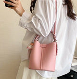 Summer fashion handbag solid color 2025 new style French small fresh shoulder crossbody bag trendy bucket bag